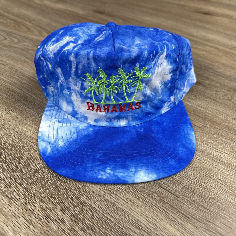 Vintage Blue Tie Dye Snapback Hat‎ Bahamas Embroidered